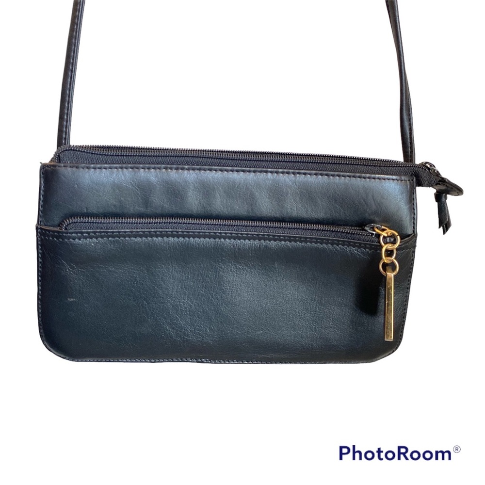 Giani Bernini Leather Crossbody Bag Black Slim Minimalist Everyday Purse